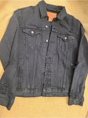 Levi's Black Distressed Denim Jacket